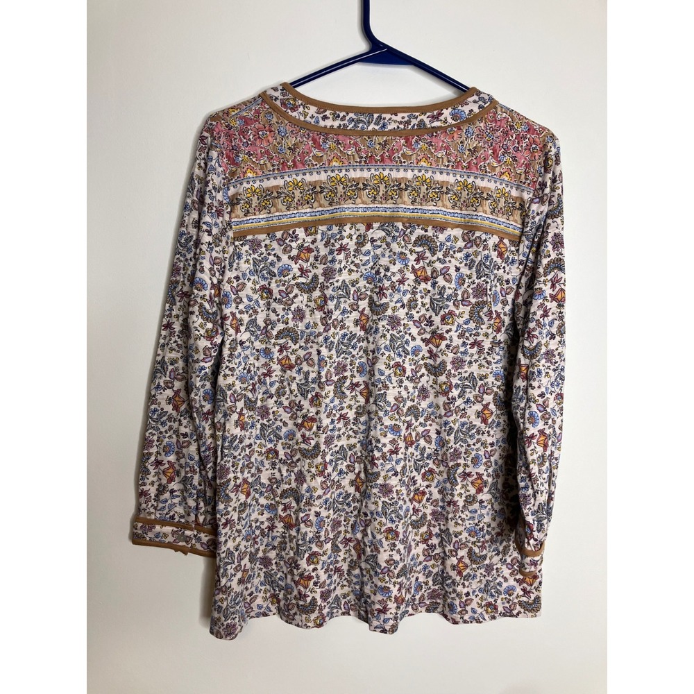 J. Jill Tunic Top Womens M Petite Floral Multi Excellent Cotton Tencel Modal - Picture 6 of 7